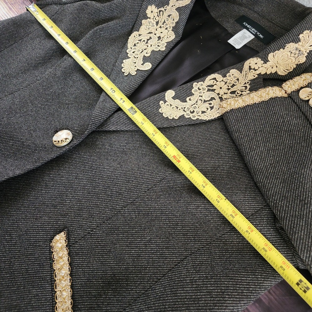 Jones New York‎ Blazer Women's 16W Brown Tweed Custom Jacket Old Money Heritage - Picture 9 of 14